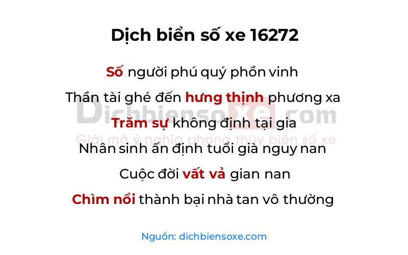 Dịch thơ biển số 16272
