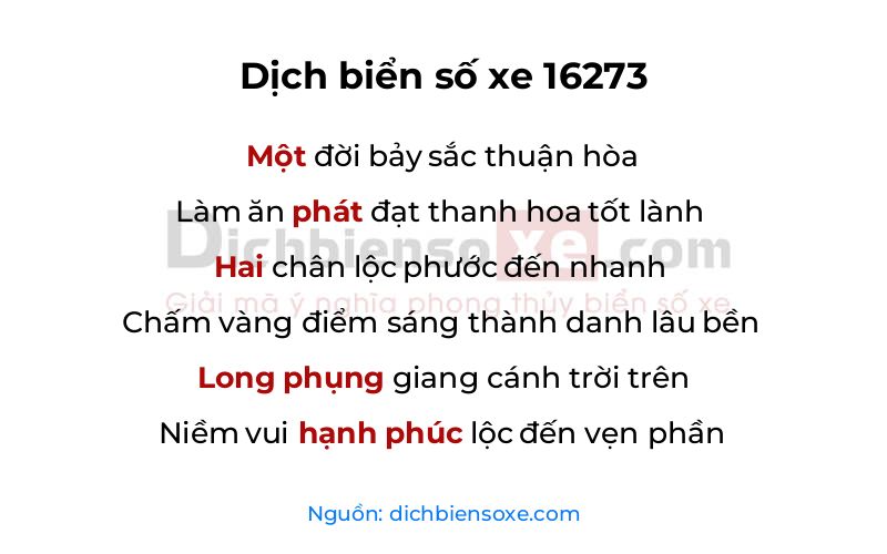 Dịch thơ biển số 16273