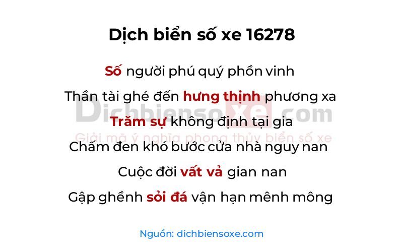 Dịch thơ biển số 16278