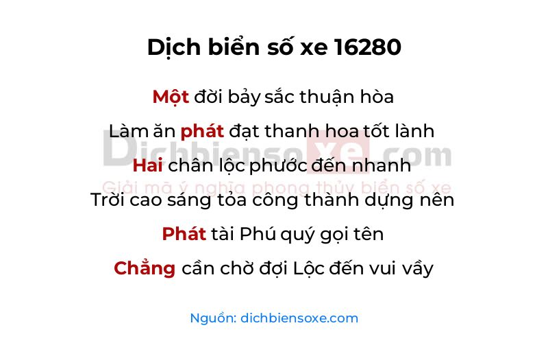 Dịch thơ biển số 16280