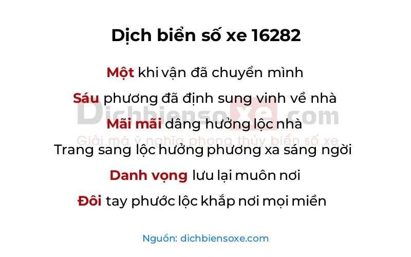 Dịch thơ biển số 16282