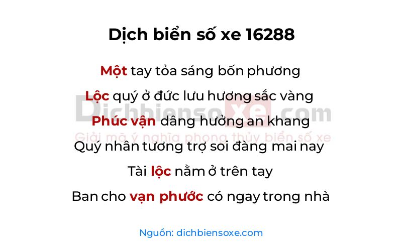 Dịch thơ biển số 16288