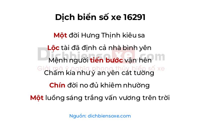 Dịch thơ biển số 16291