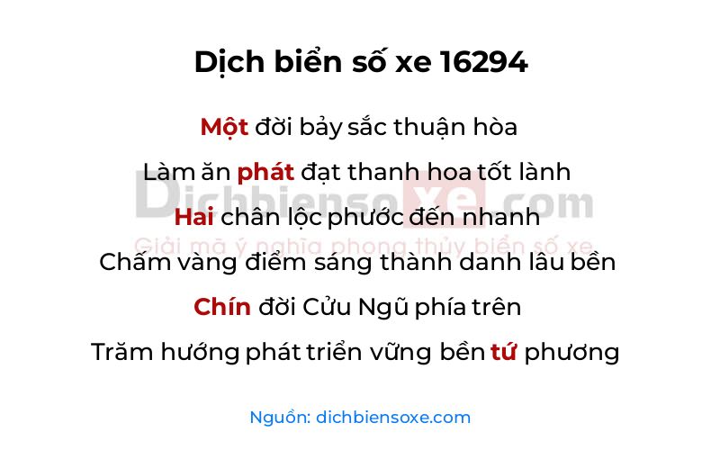 Dịch thơ biển số 16294