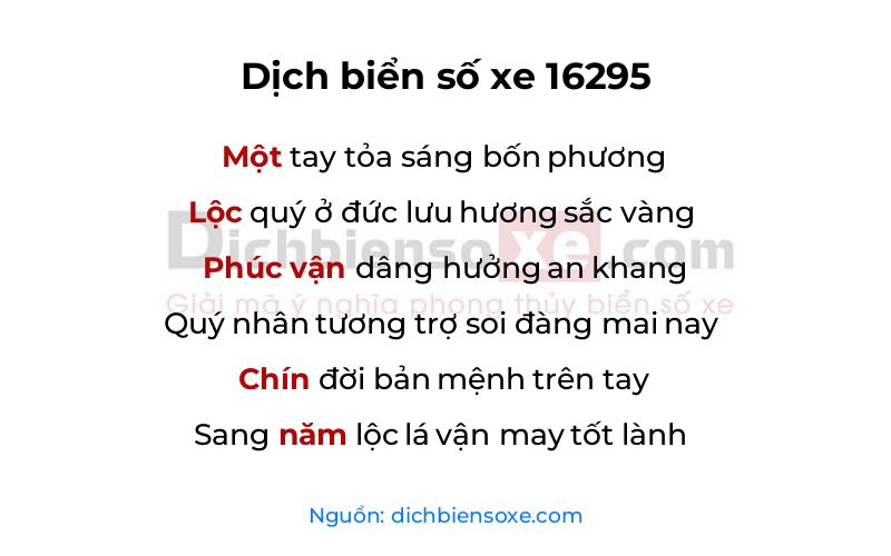 Dịch thơ biển số 16295
