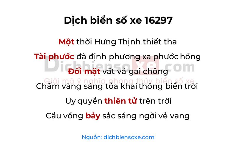 Dịch thơ biển số 16297