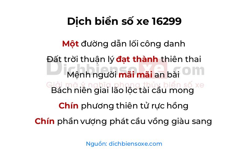Dịch thơ biển số 16299