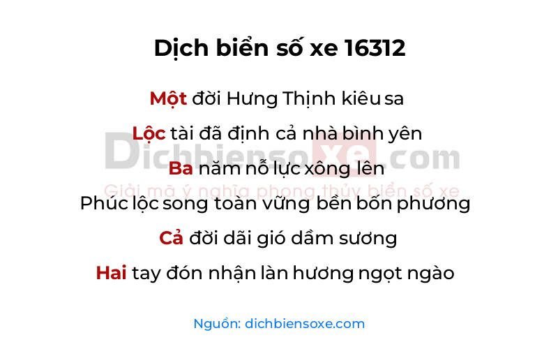 Dịch thơ biển số 16312