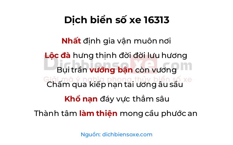 Dịch thơ biển số 16313
