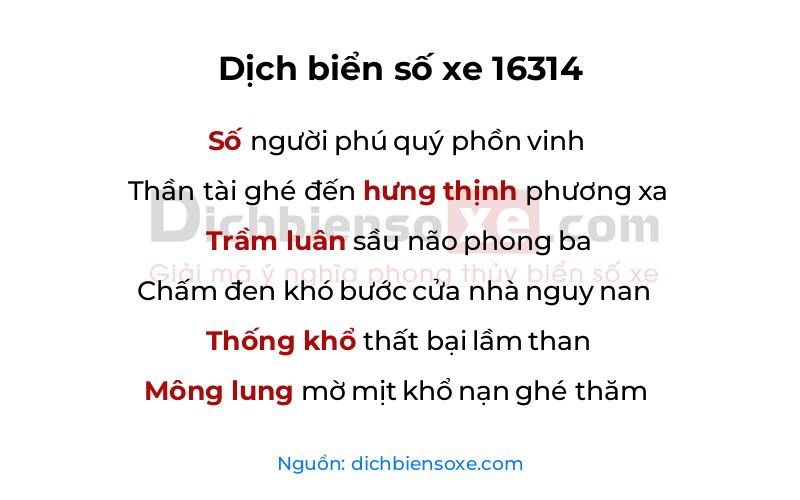 Dịch thơ biển số 16314