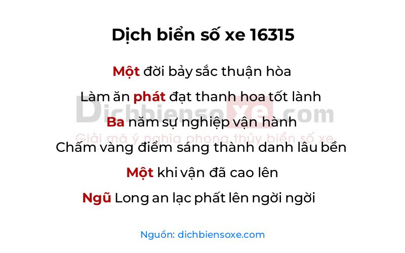 Dịch thơ biển số 16315