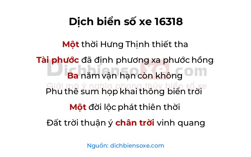 Dịch thơ biển số 16318