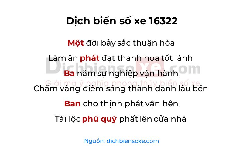 Dịch thơ biển số 16322