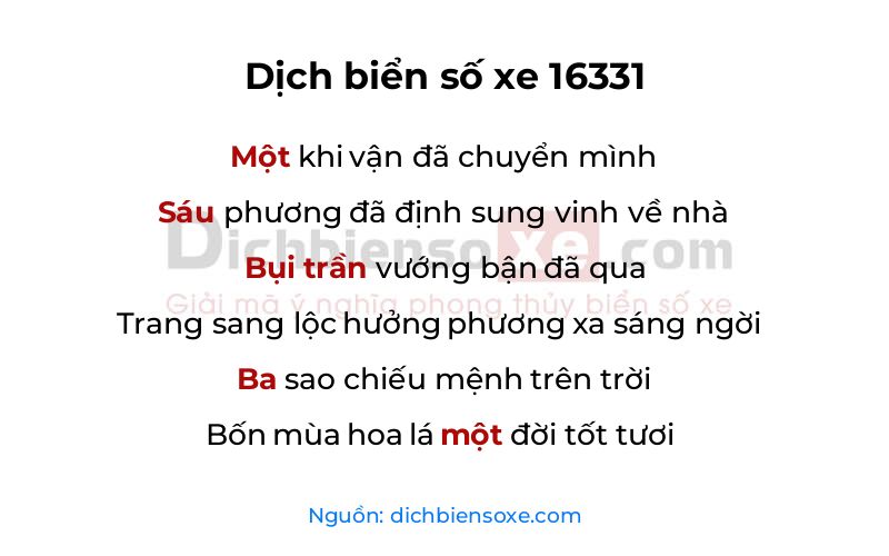 Dịch thơ biển số 16331