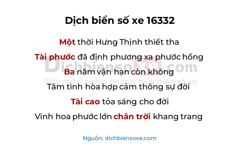 Dịch thơ biển số 16332