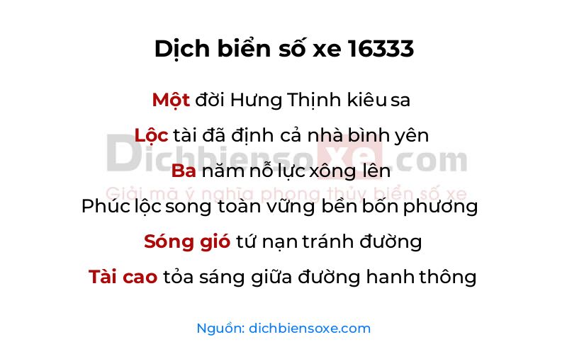 Dịch thơ biển số 16333