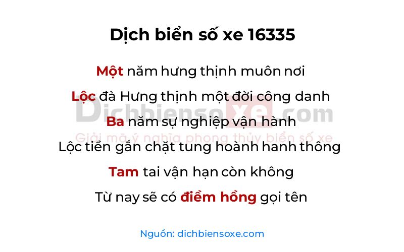 Dịch thơ biển số 16335