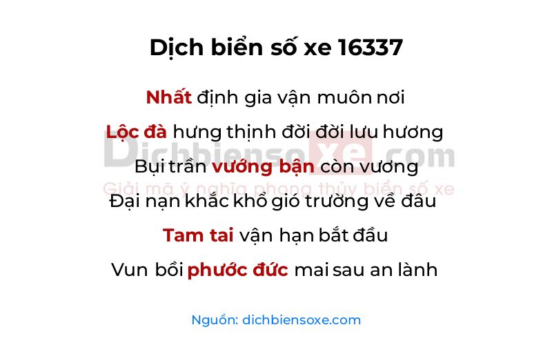 Dịch thơ biển số 16337