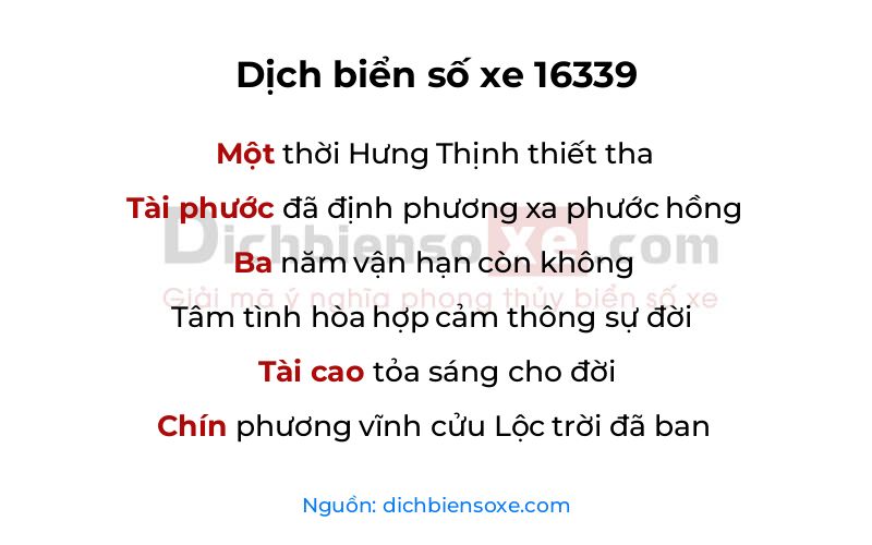 Dịch thơ biển số 16339