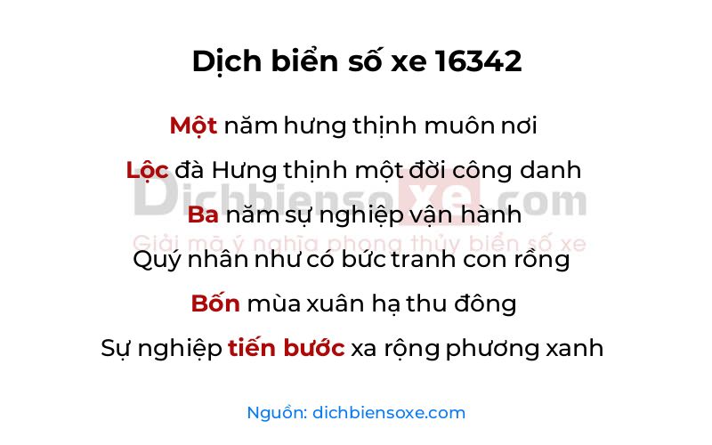 Dịch thơ biển số 16342