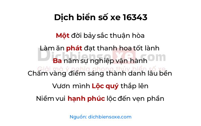 Dịch thơ biển số 16343