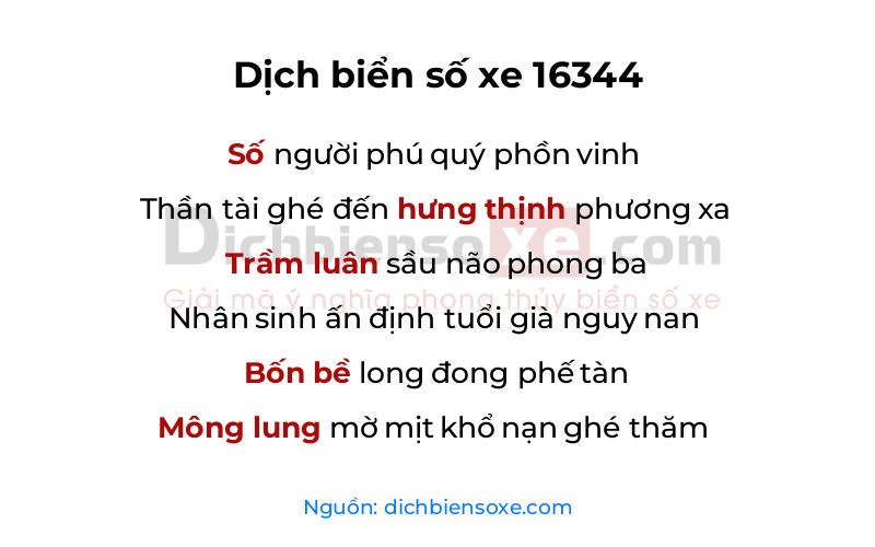 Dịch thơ biển số 16344