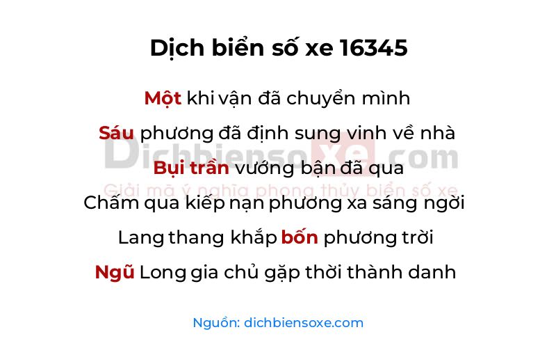 Dịch thơ biển số 16345