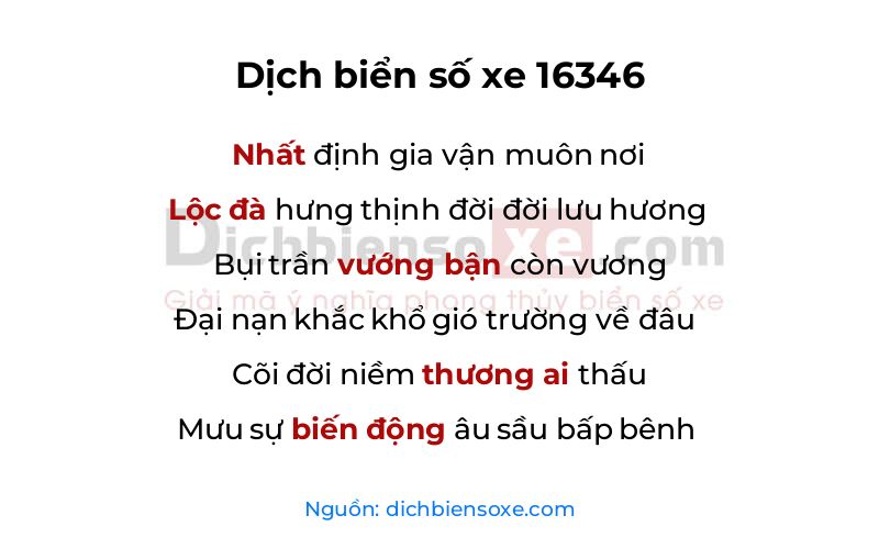 Dịch thơ biển số 16346