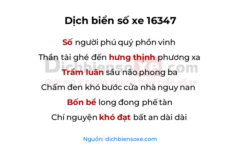 Dịch thơ biển số 16347