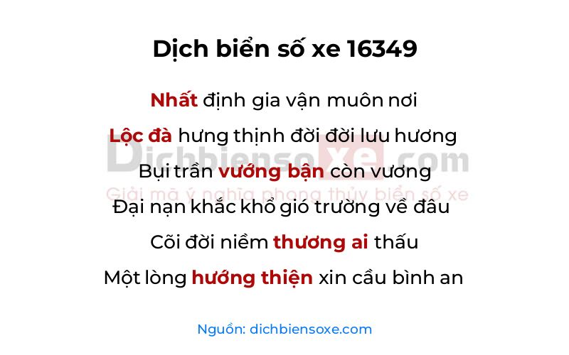 Dịch thơ biển số 16349