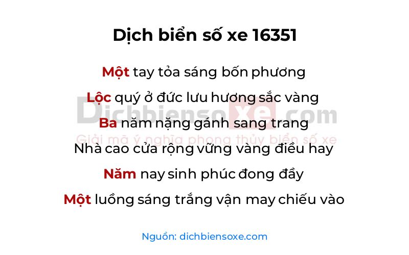 Dịch thơ biển số 16351