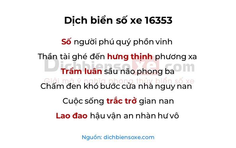Dịch thơ biển số 16353