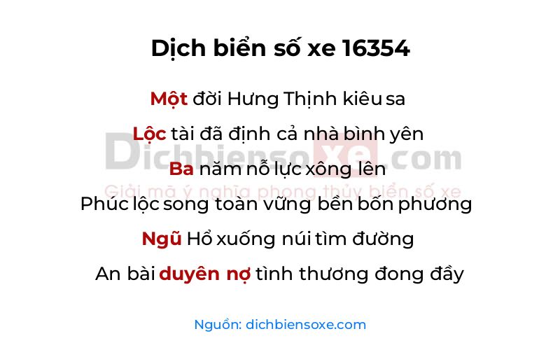 Dịch thơ biển số 16354
