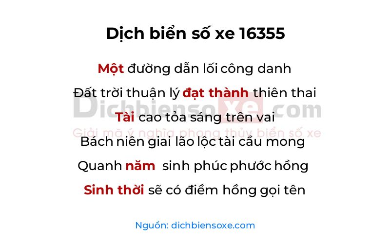 Dịch thơ biển số 16355