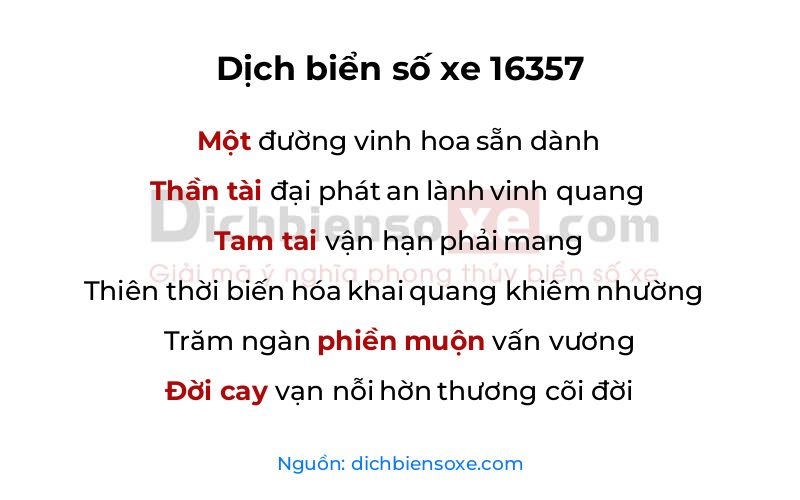 Dịch thơ biển số 16357