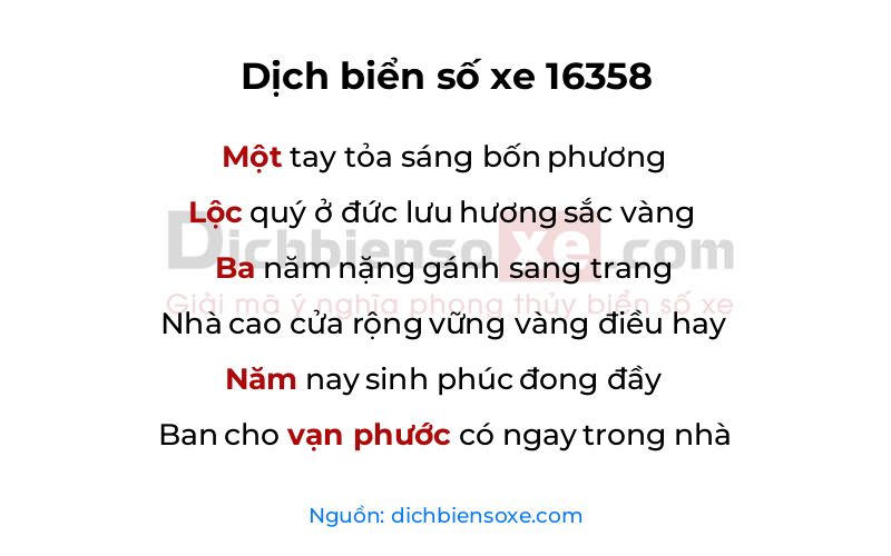 Dịch thơ biển số 16358