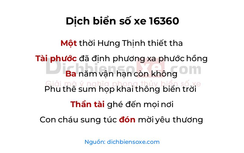 Dịch thơ biển số 16360