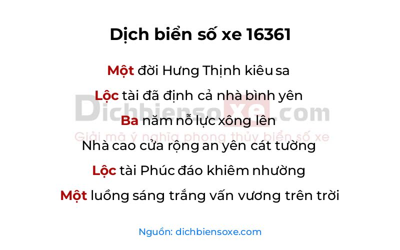 Dịch thơ biển số 16361