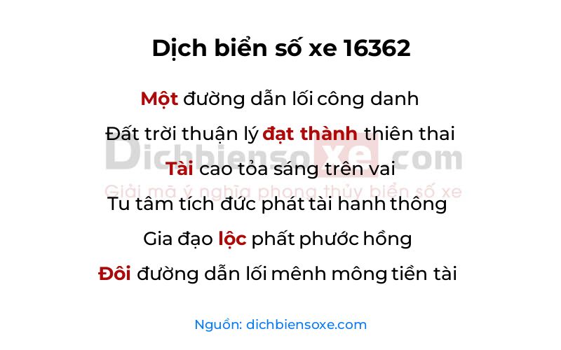 Dịch thơ biển số 16362