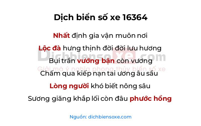 Dịch thơ biển số 16364