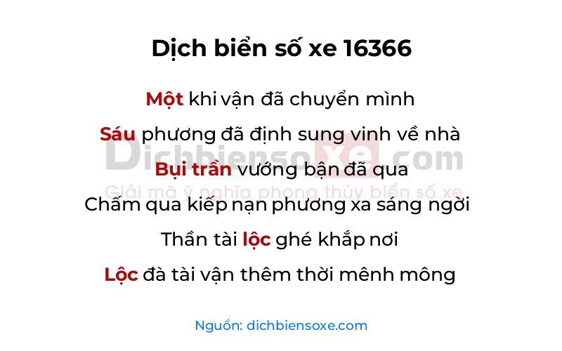 Dịch thơ biển số 16366