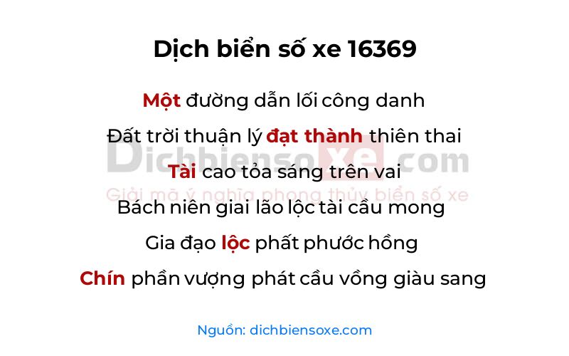 Dịch thơ biển số 16369