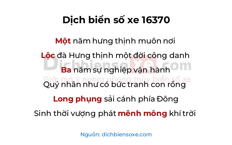 Dịch thơ biển số 16370