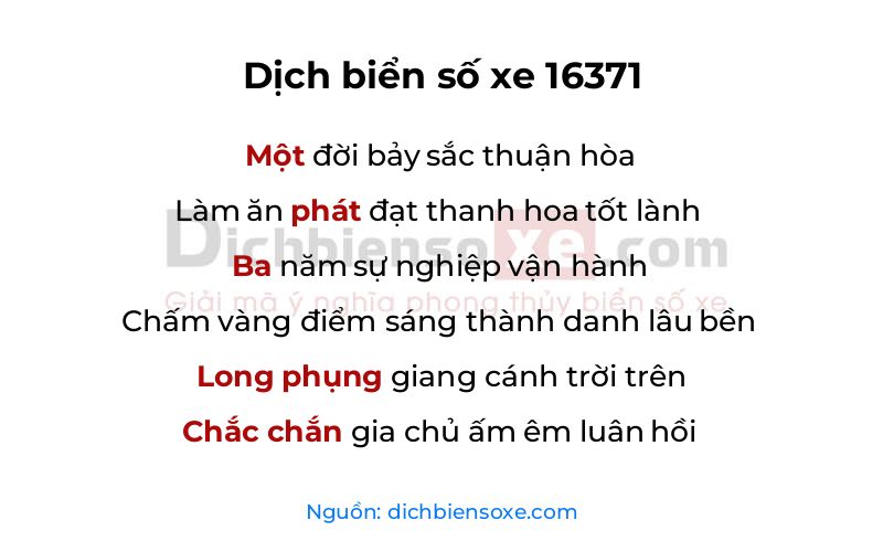 Dịch thơ biển số 16371