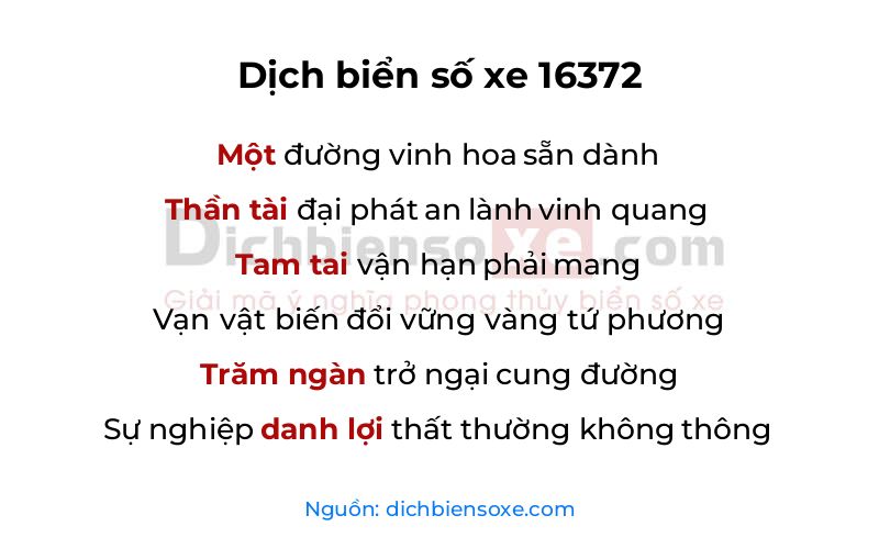 Dịch thơ biển số 16372