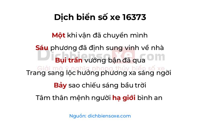 Dịch thơ biển số 16373