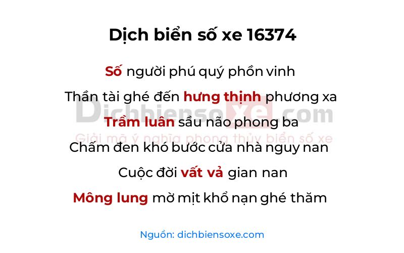 Dịch thơ biển số 16374