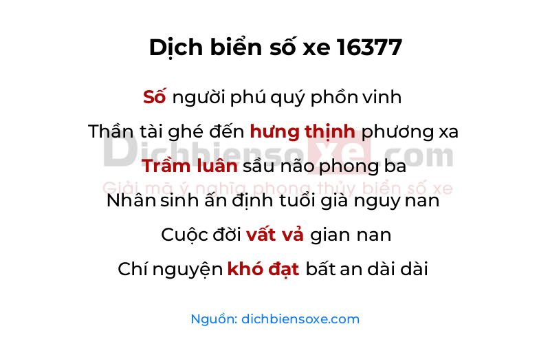 Dịch thơ biển số 16377