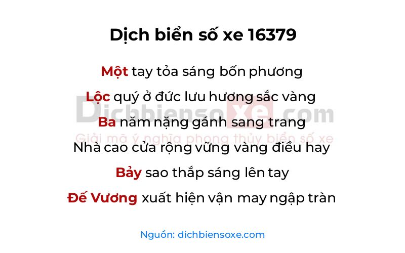 Dịch thơ biển số 16379