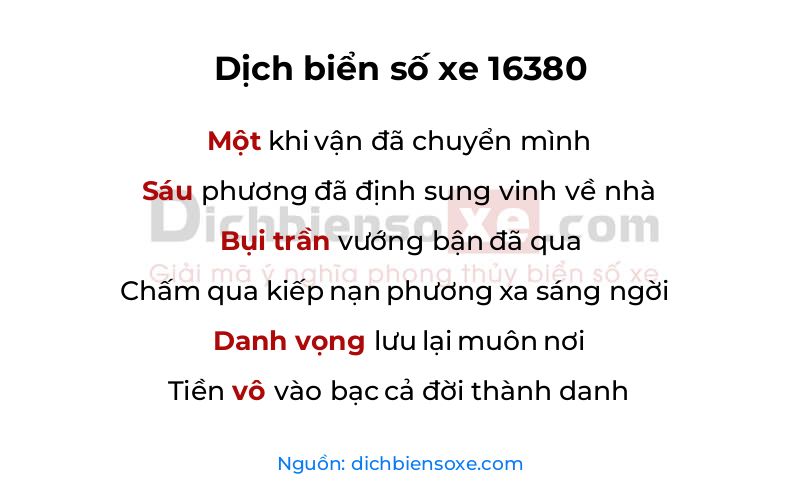 Dịch thơ biển số 16380